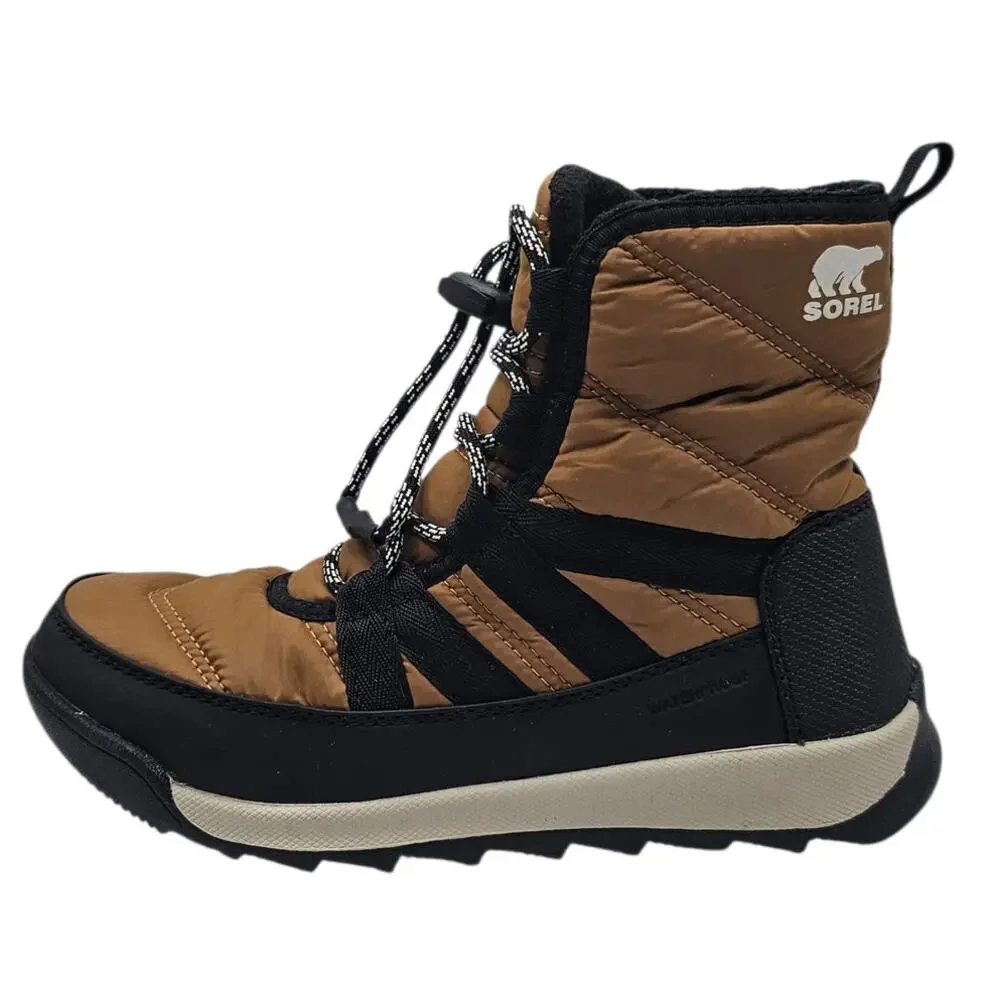 Sorel Kids Elk/Black Whitney II Short Lace Snow Waterproof Winter Utility Boots